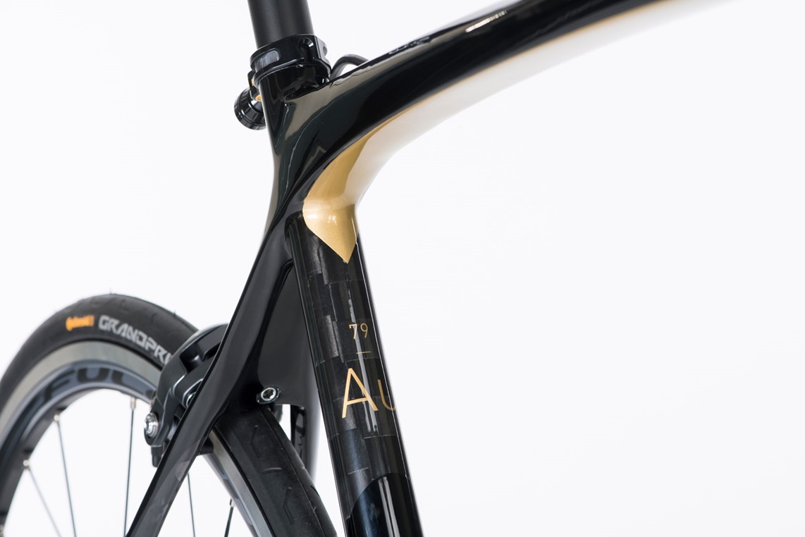 black and gold road bike